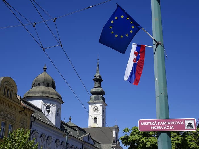 Tower of the Cathedral of Saint John the Baptist above Legionnaires' Square in Prešov