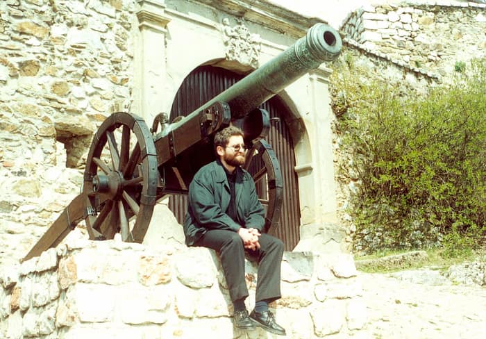 Artwork by Jozafat Vladimír Timkovič showing Krásna Hôrka Castle, dated 2001