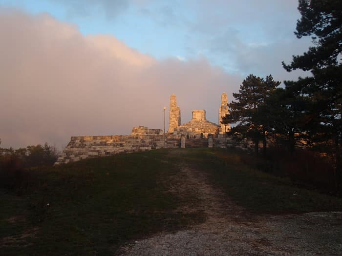 Terraces and obelisks of the Štefánik mausoleum near Priepasné