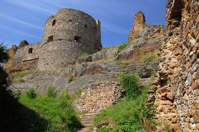 Panorama of the castle hill in the town of Fiľakovo