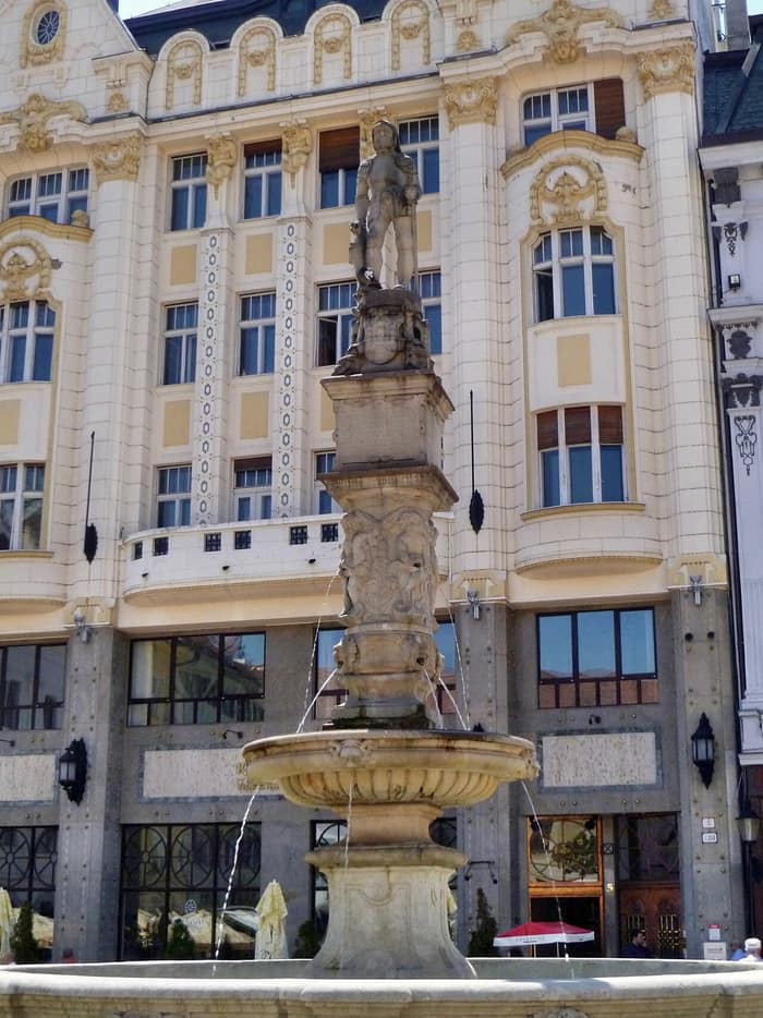 The Roland Fountain on the Main Square of Bratislava