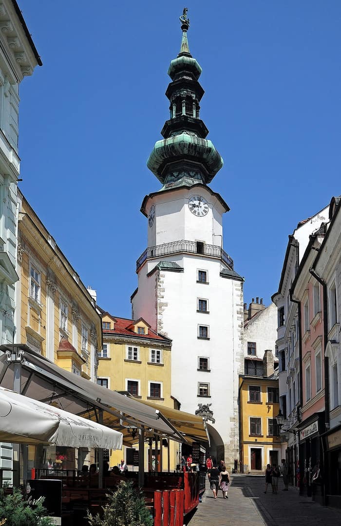 The tower of Michael's Gate in the Old Town of Bratislava