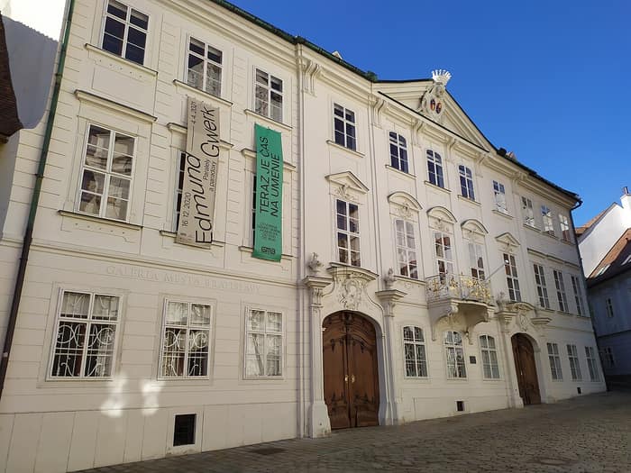 The Baroque-Rococo facade of Mirbach Palace in Bratislava
