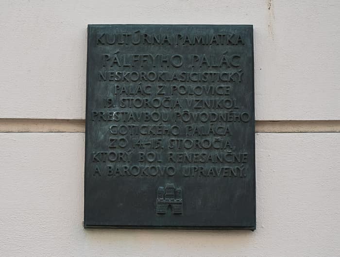 Façade of the Pálffy Palace in Bratislava