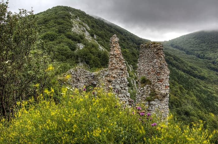 Burg Scharfenstein ruins in the Little Carpathians