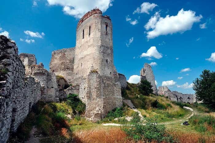 Ruins of Čachtice Castle on its hill in the Little Carpathians