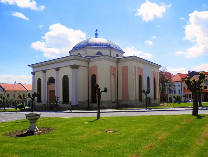 The Neoclassical Evangelical church on the main square of Levoča