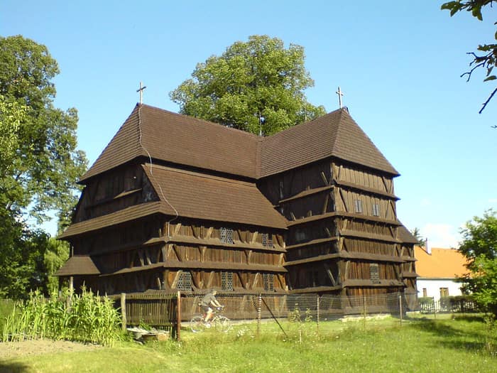 The wooden articular church of Hronsek with its shingled roof