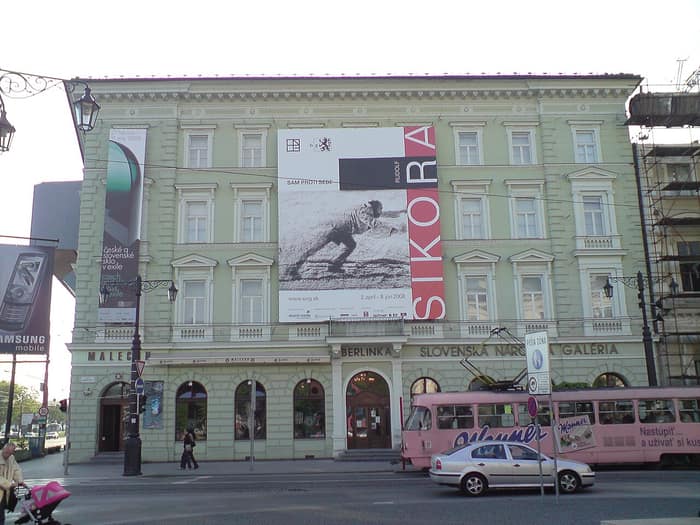 Façade of Esterházy Palace on Ľudovíta Štúra Square in Bratislava