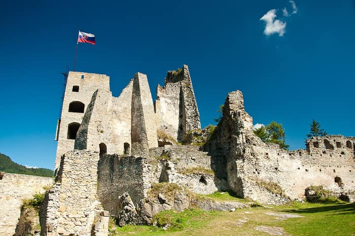 Likava Castle ruins on the hill above Likavka