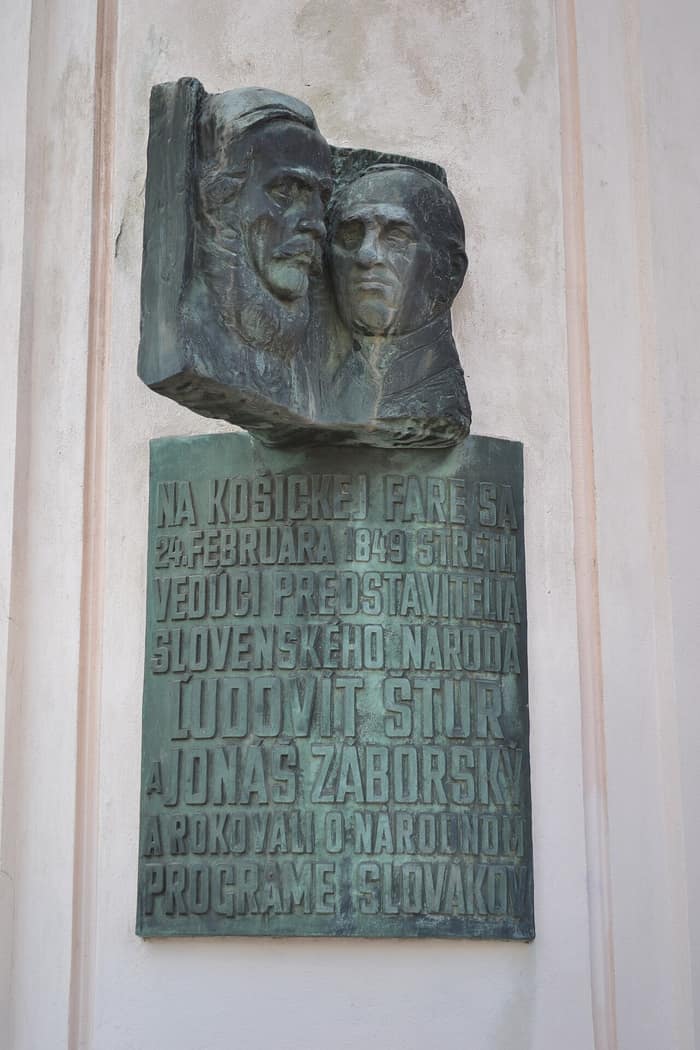 Ľudovít Štúr és Jonáš Záborský emléktáblája Kassán