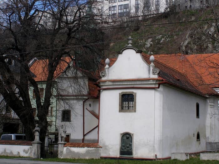 Holy Trinity Church seen from the street in Podhradie
