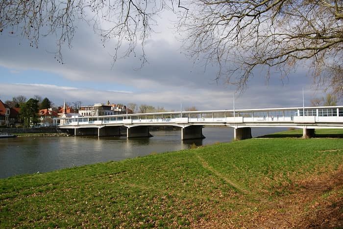 The Kolonádový most, the covered Colonnade Bridge in Piešťany