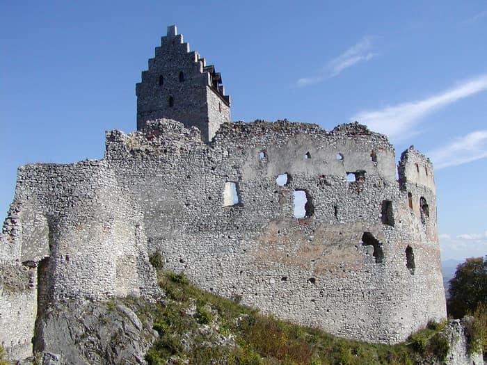Topoľčany Castle ruins above the village of Podhradie