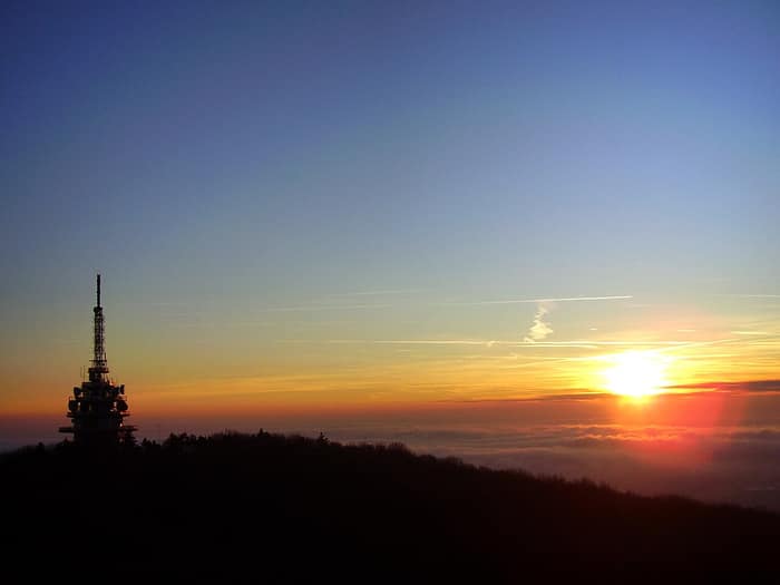 The Zobor transmitter tower and its antenna