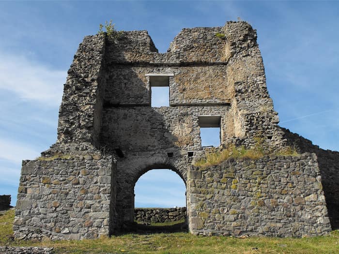 Entrance gate of the ruined Pustý hrad above Zvolen